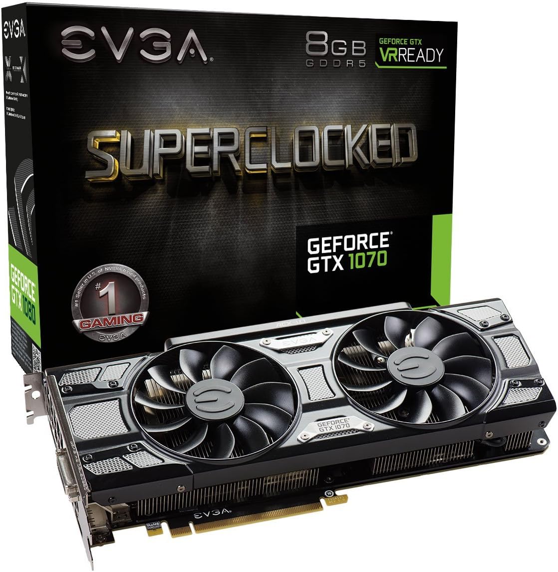 8.0GB EVGA NVIDIA Geforce GTX 1070 SuperClocked Gaming Black Edition 8K PCI Express videocard