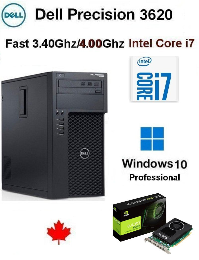Fast 3.40Ghz-4.00Ghz Intel Core i7 Dell Precision 3620 16GB 256GB SSD Nvidia M2000 4K Windows 10 Pro