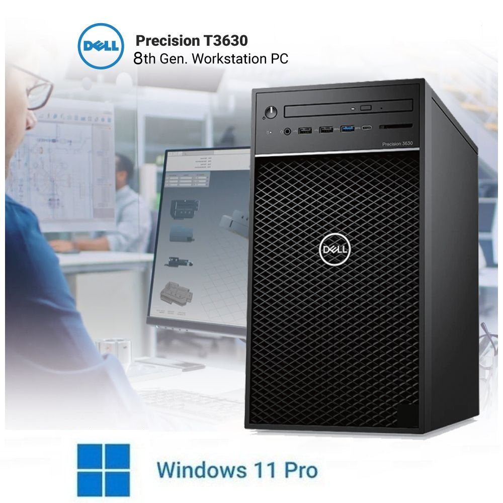 Fast 6 Core 3.20Ghz-4.60Ghz Intel-i7-8700 Dell Precision 3630 PC 16GB 256GB SSD & 1.0TB SATA Storage, 4.0GB Nvidia P1000 Quad 4K Windows 11 Pro
