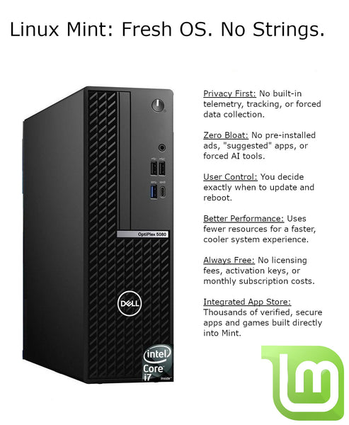 Fast 8 Core 2.90Ghz-4.80Ghz Intel-i7-10700 Dell Optiplex 5080 SFF PC 1