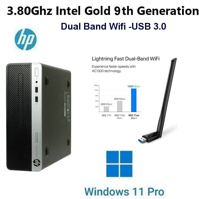 HP G6 ProDesk SFF PC 3.80Ghz Intel Gold 9th Gen Processor 16GB Ram 500GB SSD Refurbished USB Wifi Windows 11 Pro