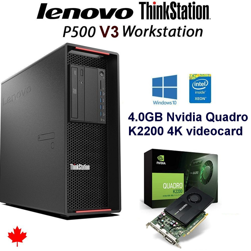 Rapide 3,50 GHz Think Station P500 64 Go 1,0 To SSD 4,0 Go Nvidia 4K