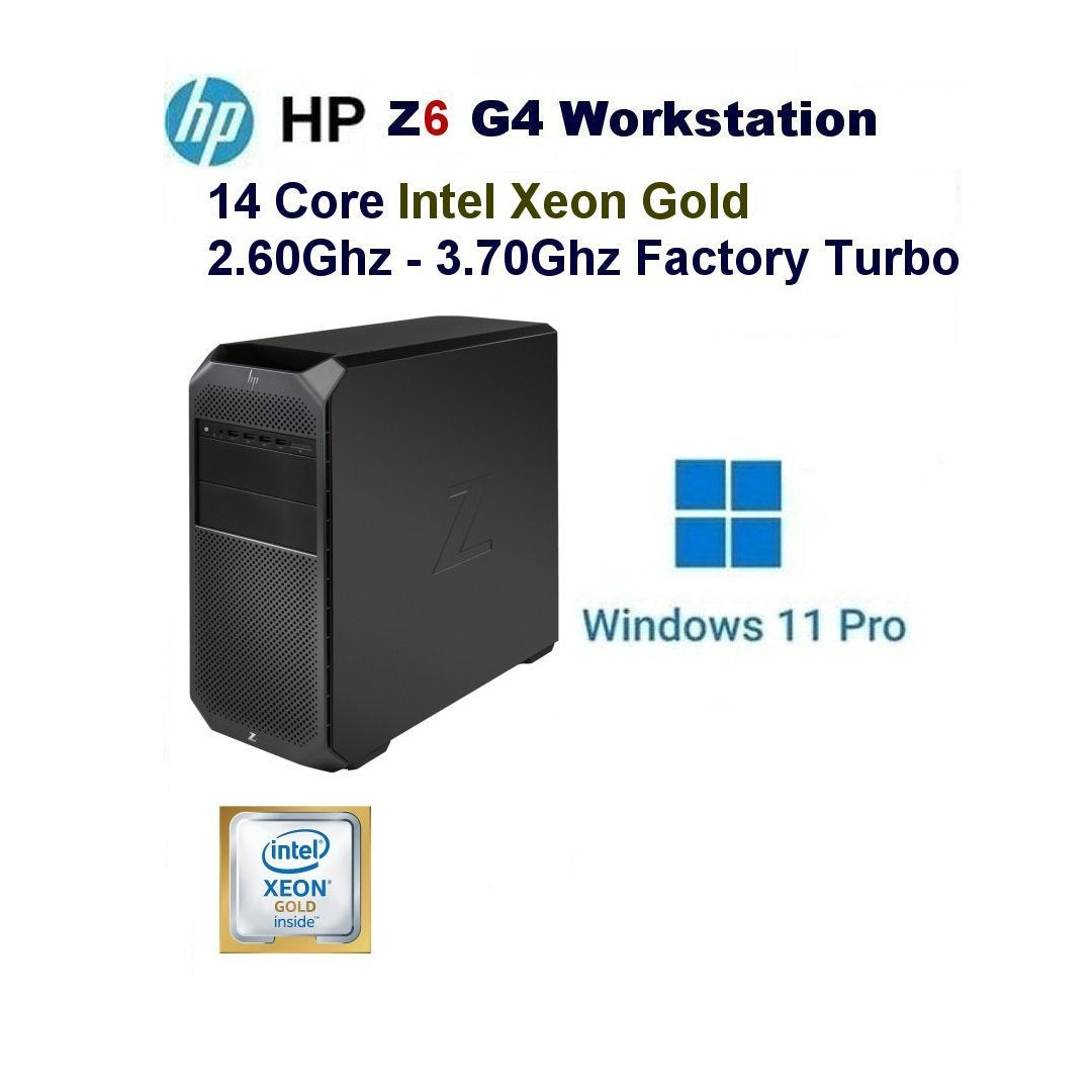 14 Core 2.60Ghz-3.70Ghz Intel Gold HP Z6 G4 Workstation PC 32GB 512.0GB SSD Win11
