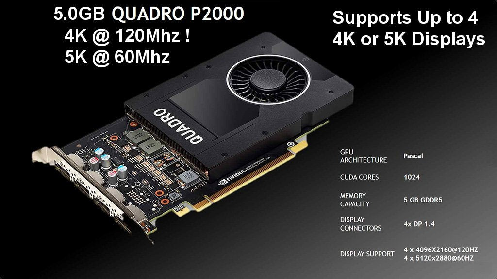 5.0GB NVIDIA Quadro P2000 5K PCI Express Quad videocard