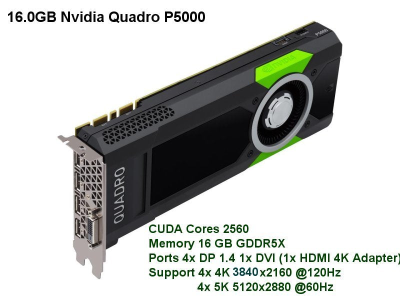 Carte vidéo NVIDIA Quadro P5000 5K PCI Express Quad 16,0 Go